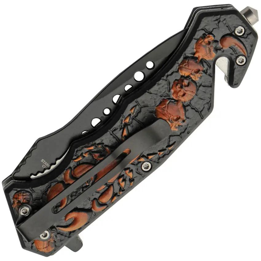 Rite Edge Scorpion Linerlock Knife - Orange Handle Artwork, Assisted Opening, Belt Cutter, Glass Breaker by Rite Edge