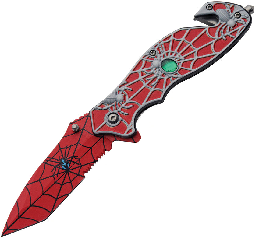 China Made Spider Web Linerlock A/O Red 300568-RD