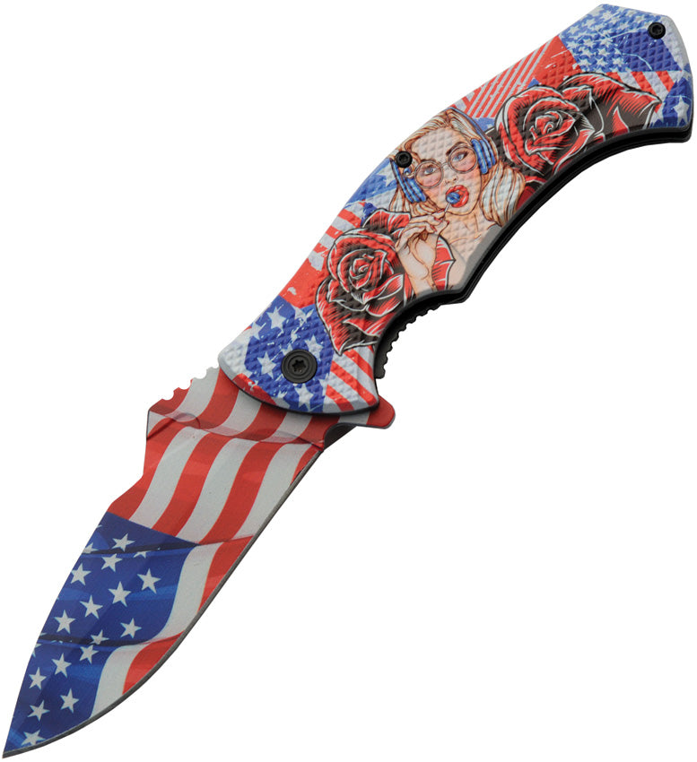 China Made Flag Linerlock A/O LibertyRose 300593-PR
