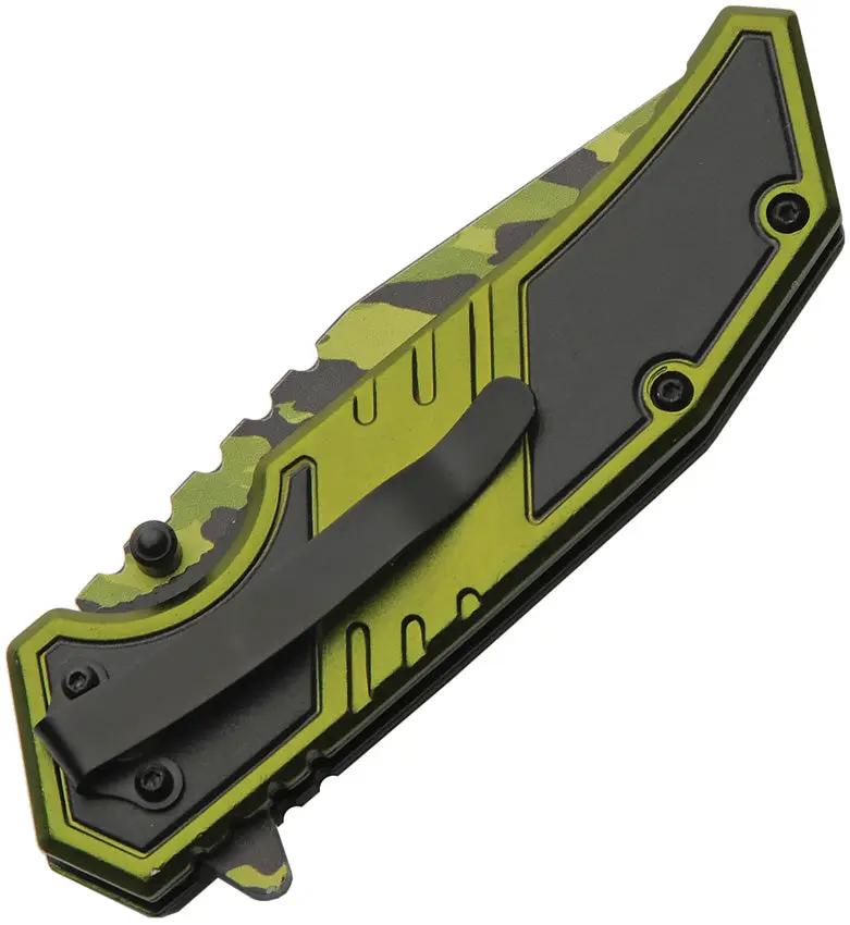 Rite Edge Army Camo Linerlock Knife - Assisted Opening Tanto Blade With Black Green Aluminum Handle by Rite Edge