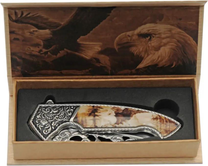Eagle Framelock Folding Knife Satin 420 Blade 4.75 Inch Closed For EDC Enthusiasts Extended Tang Lanyard Clip by China Made