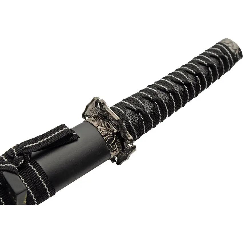 Dragon Katana Set 3 Piece Stainless Blade With Black Cord Wrapped Handles And Display Stand For Collectors by China Made