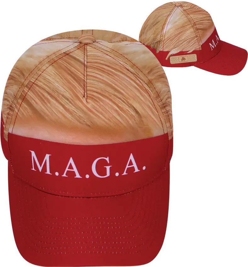 SHRRDV Trump Hair Hat - Six Panel Cap With Embroidered Crown And Adjustable One Size Fits Most by Miscellaneous