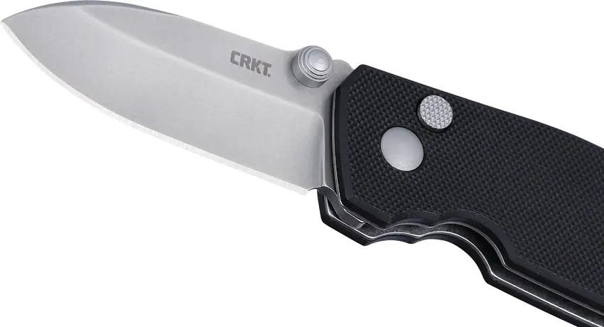 CRKT Squid Button Lock Folding Knife 2.25in D2 Blade Black G10 Handle EDC Pocket Clip Thumb Stud Lanyard Hole Rugged by CRKT