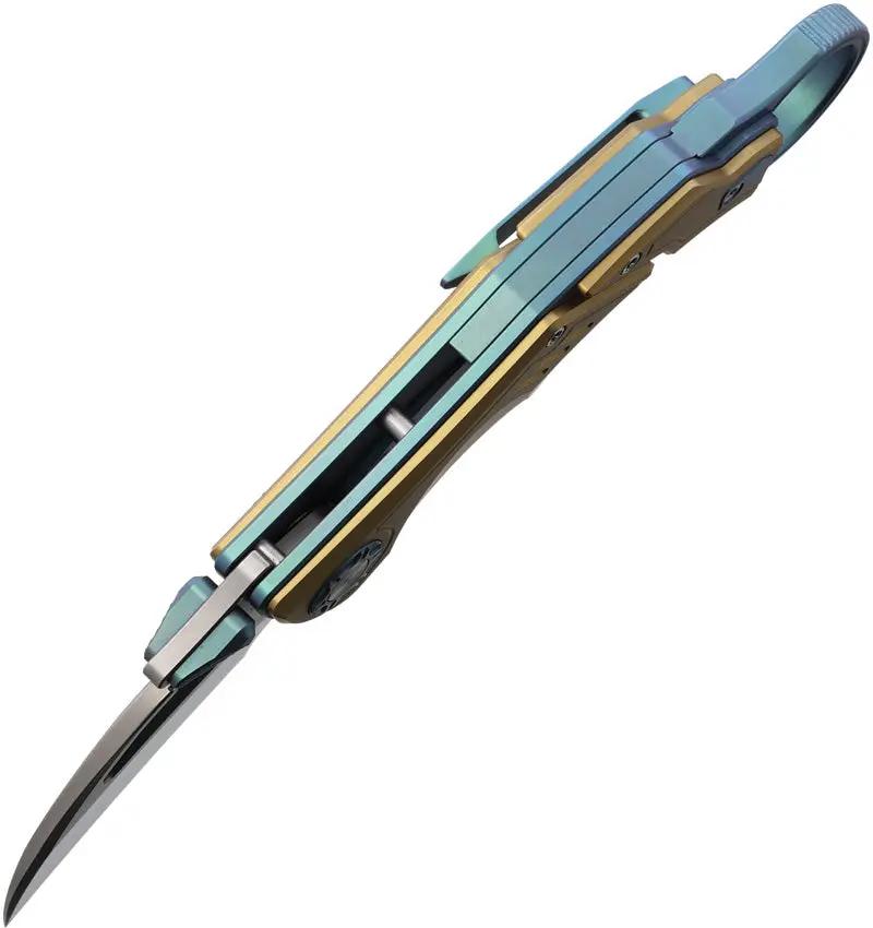 Critical Strike Predator Karambit Linerlock Tactical EDC Knife With Bohler M390 Blade And Teal And Copper Titanium Handle by Critical Strike