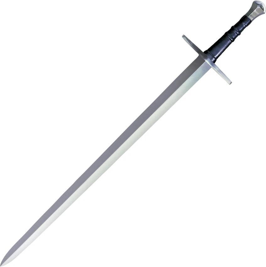 Cold Steel Hand-and-Half Sword CS-88HNH 1060 Carbon Steel Satin Blade Leather Scabbard For Collectors And Reenactors by Cold Steel