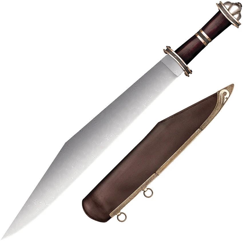 Cold Steel Damascus Long Sax CS 88HVA Premium 17.25in Damascus Blade Rosewood Handle Brass Guard For Collectors by Cold Steel