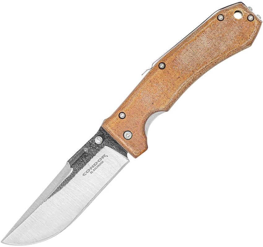 Condor Tactical Pass Com-Tact Liner Knife CTK1835-5MSK 4.25in Blade 14C28N Sandvik Steel Tan Micarta For EDC by Condor
