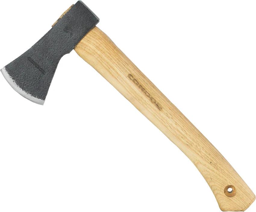 Condor Mini Greenland Hatchet 11.5 Inch 1060HC Steel Head Hickory Handle Leather Sheath For Campers by Condor