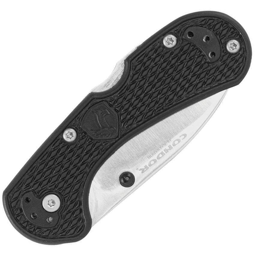 Condor Cadejo Lockback Knife For Outdoor EDC Satin 14C28N Drop Point Blade Black Textured Handle by Condor