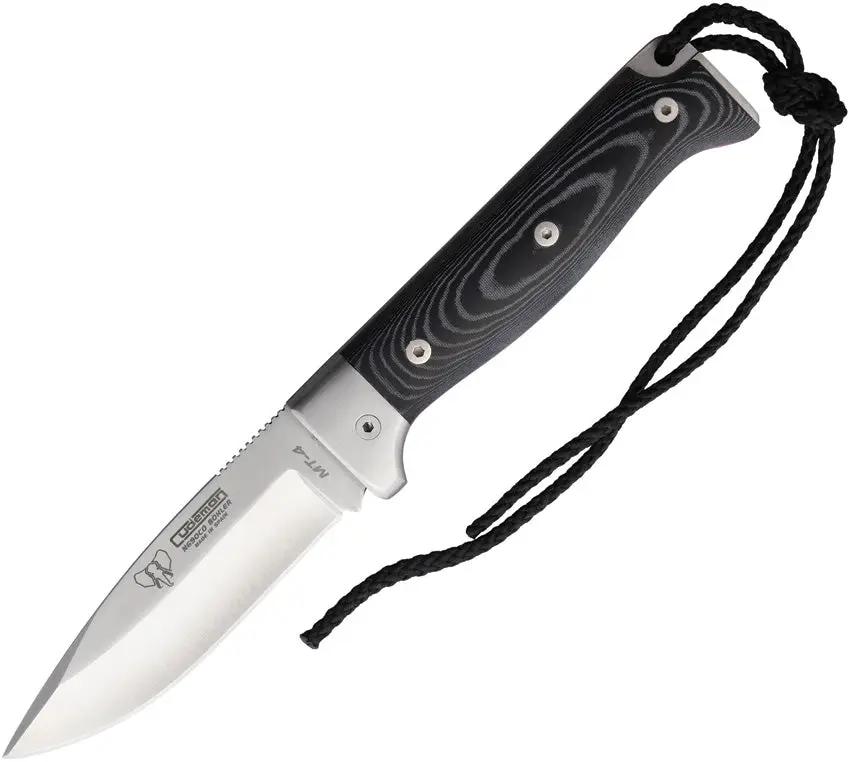 Cudeman MT4 Lockback Knife Black Micarta Handle Premium N690 Blade Includes Leather Sheath For EDC Enthusiasts by Cudeman