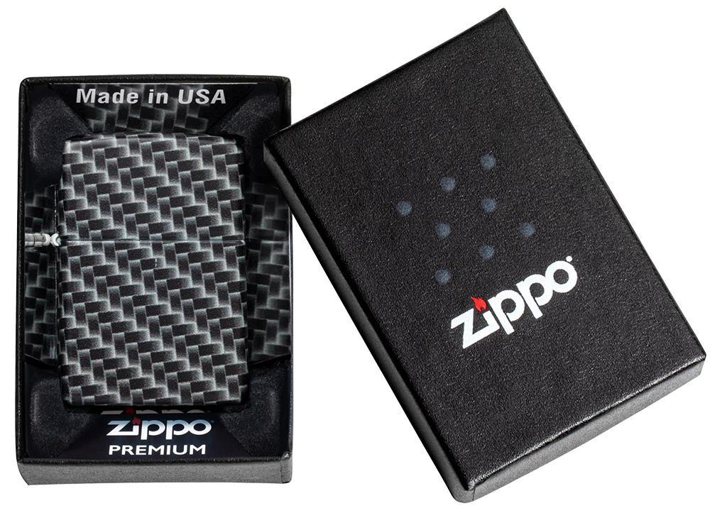 Zippo Carbon Fibre Design Lighter – White Matte Finish by Zippo