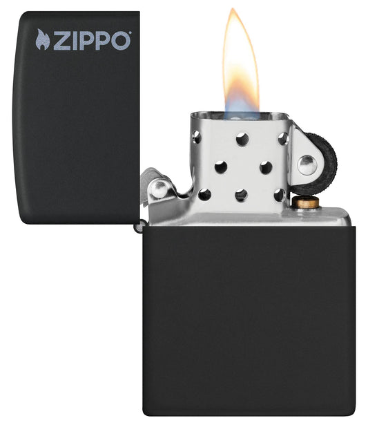 Classic Black Matte Zippo® Logo Lighter by Zippo