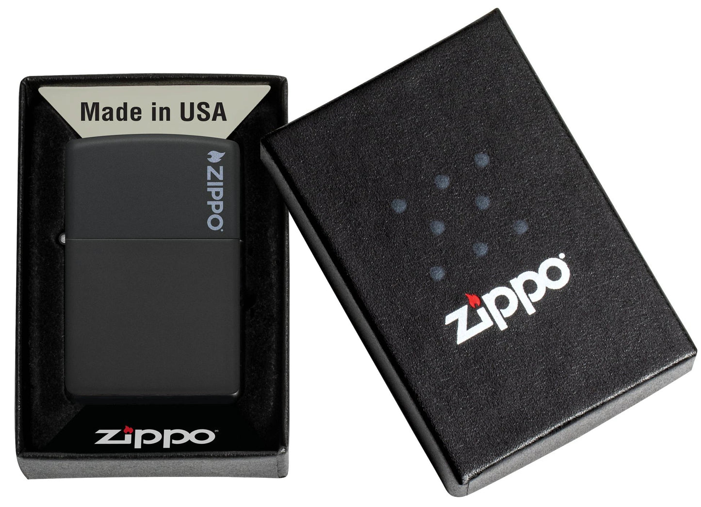 Classic Black Matte Zippo® Logo Lighter by Zippo