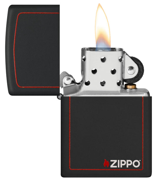 Classic Black & Red Zippo® Logo Lighter by Zippo
