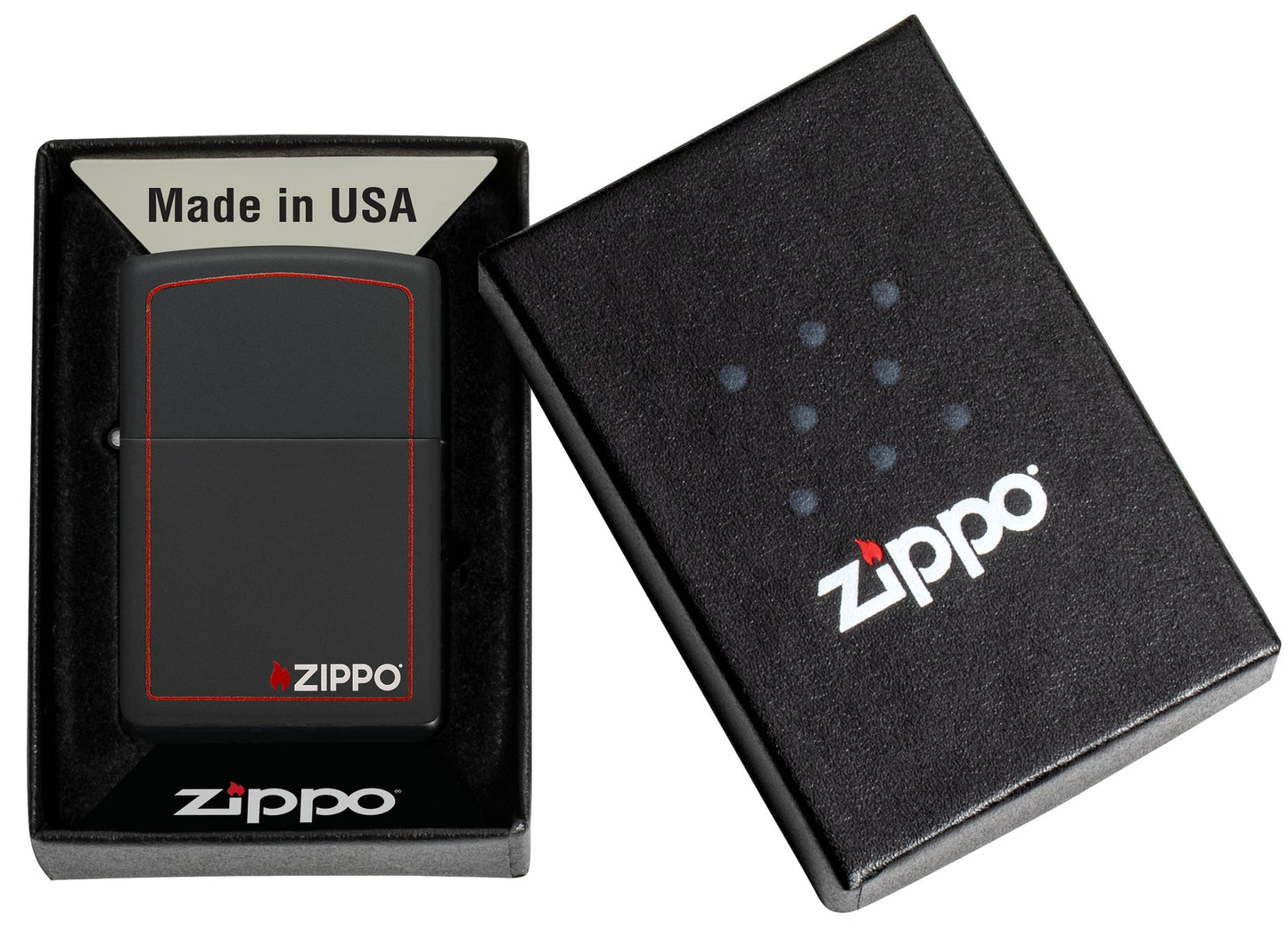 Classic Black & Red Zippo® Logo Lighter