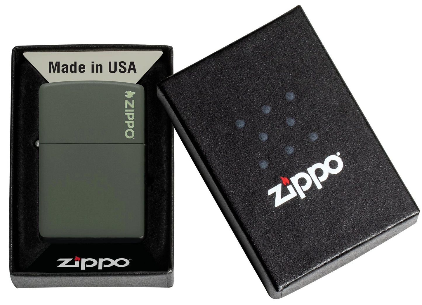 Classic Green Matte Zippo® Logo Lighter by Zippo