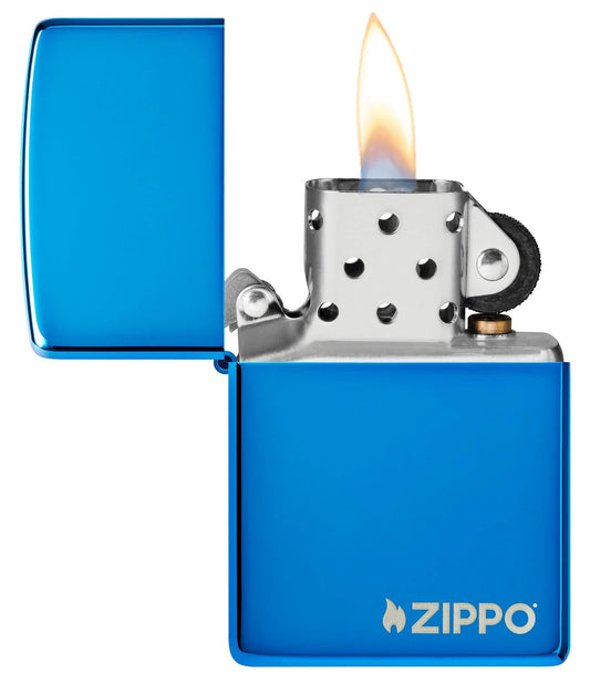 Classic High Polish Blue Zippo Logo Windproof Lighter by Zippo