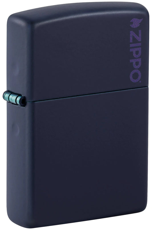 Classic Navy Matte Zippo® Logo Lighter by Zippo