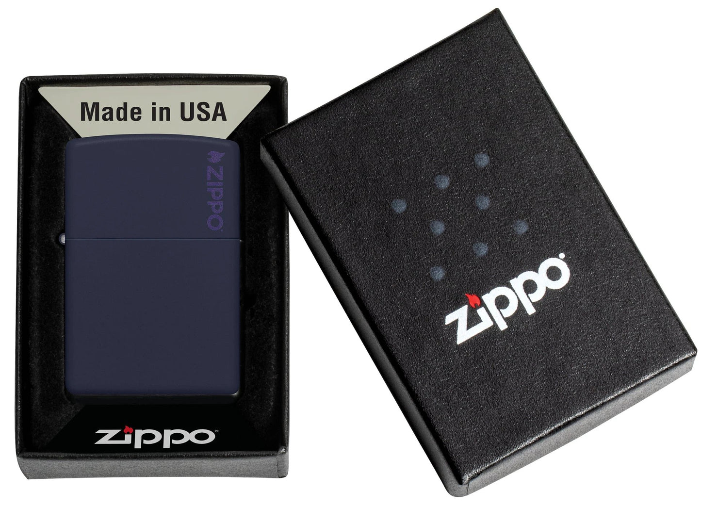 Classic Navy Matte Zippo® Logo Lighter by Zippo