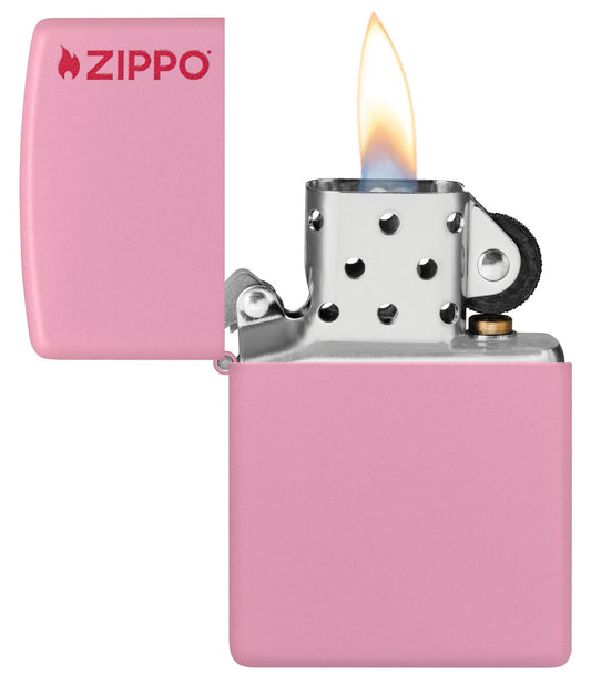 Classic Pink Matte Zippo Logo Windproof Lighter by Zippo
