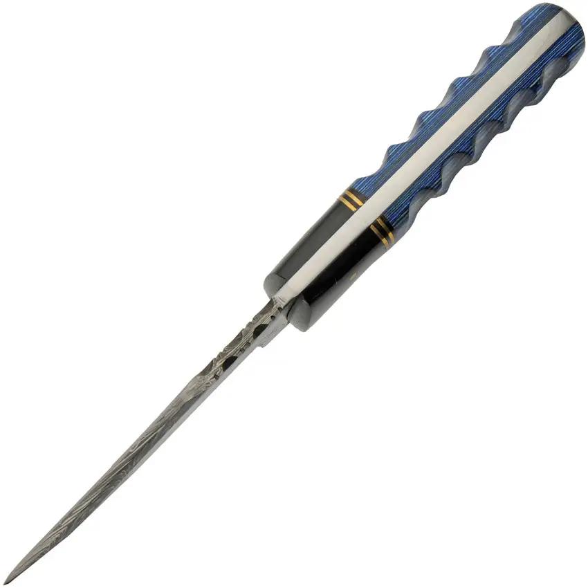 Blue Lake Ripple Hunter - Damascus Steel Blade, Full Tang With Blue Pakkawood Handle by Damascus
