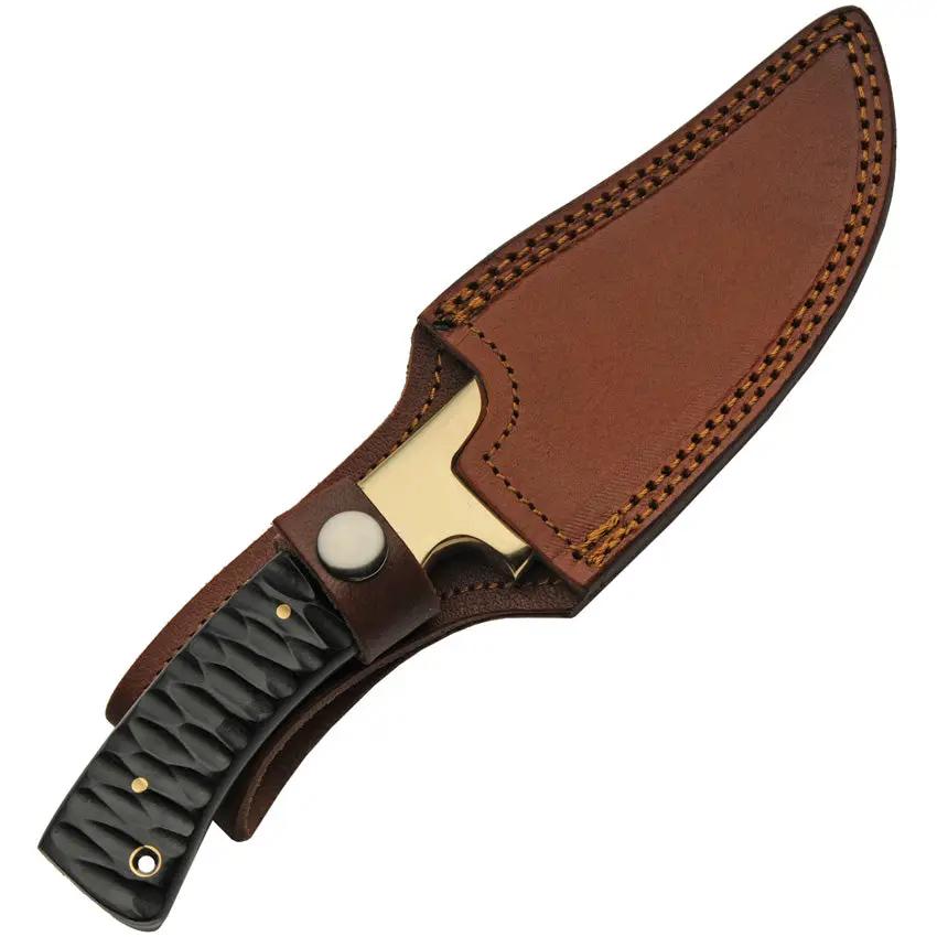 Damascus Brass Skinner Micarta DM-1308 Knife - Full Tang Brass Guard 9 Inch Overall by Damascus