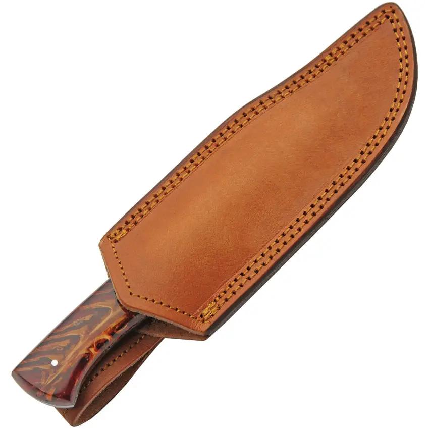 Damascus Firepeak Hunter DM-1315 - Damascus Clip Point Blade Full Tang Leather Sheath by Damascus