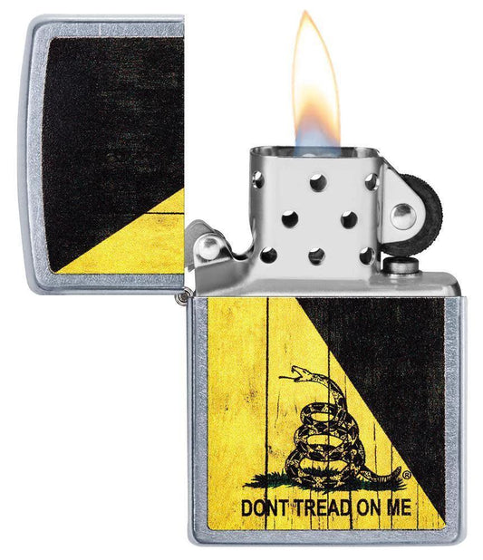 Zippo Dont Tread on Me® Woodgrain Street Chrome™ Lighter by Zippo