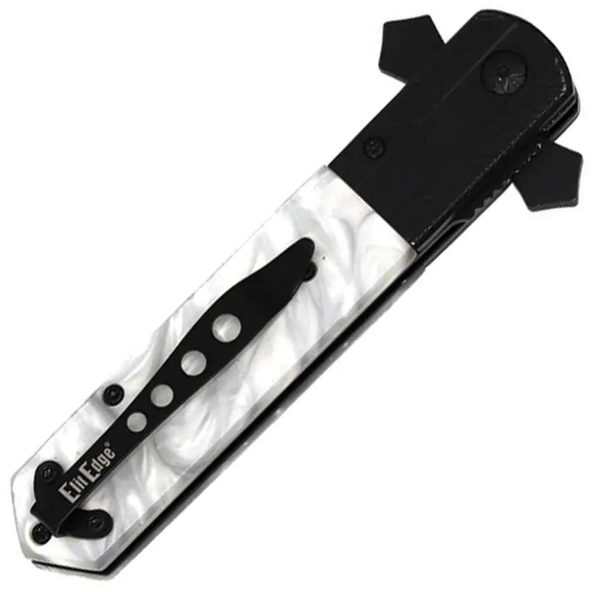 ElitEdge Knight Warrior Linerlock White - Assisted Opening, 5-In Closed, 4-In Black Blade, White Handle by ElitEdge