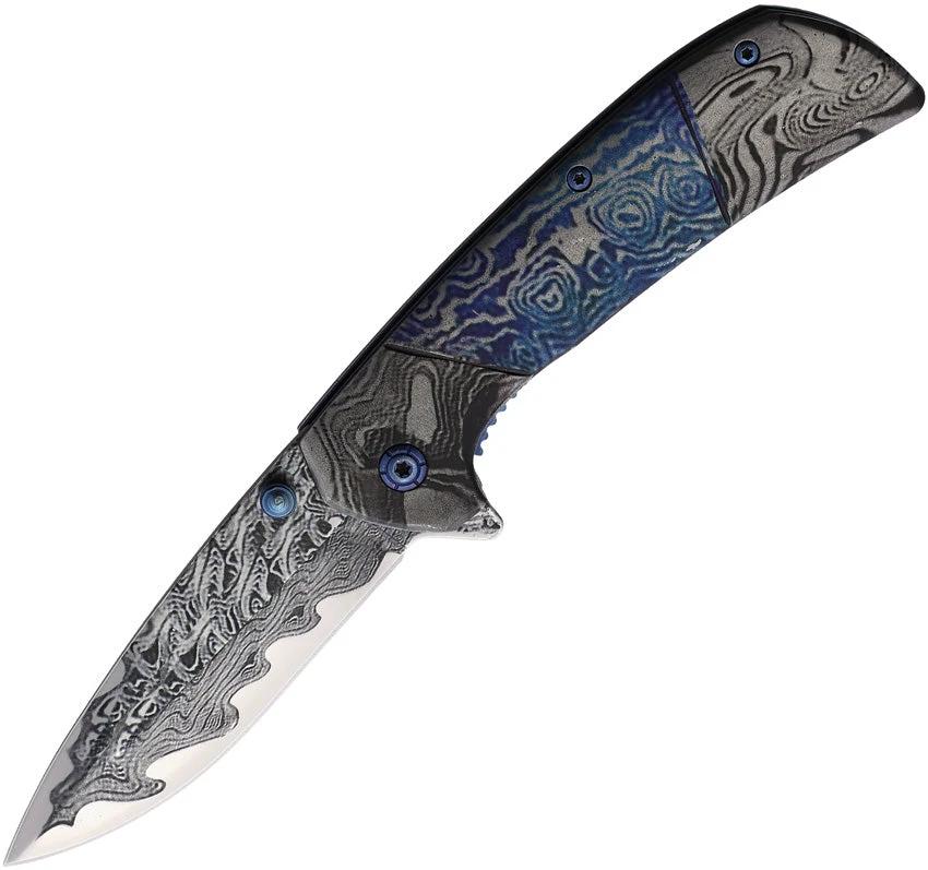 ElitEdge Damascus Etched Linerlock A/O 10-A54BLD by ElitEdge