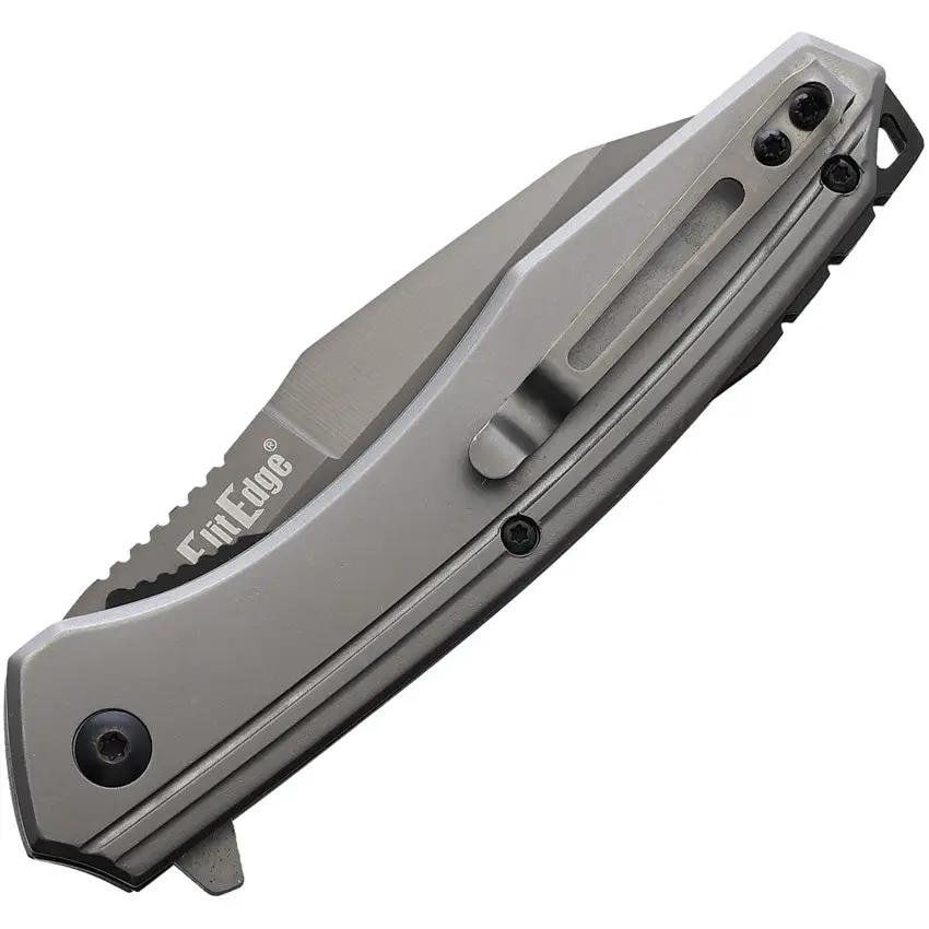 ElitEdge Linerlock Ti Gray 10A82HGY - Assisted Opening, Gray Titanium Coated Blade With 4.75in Closed Length by ElitEdge