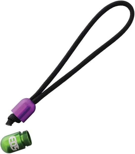 EOS Pill Bead Lanyard - Two-Piece Aluminum Bead Conceals Knot In Green And Purple by EOS