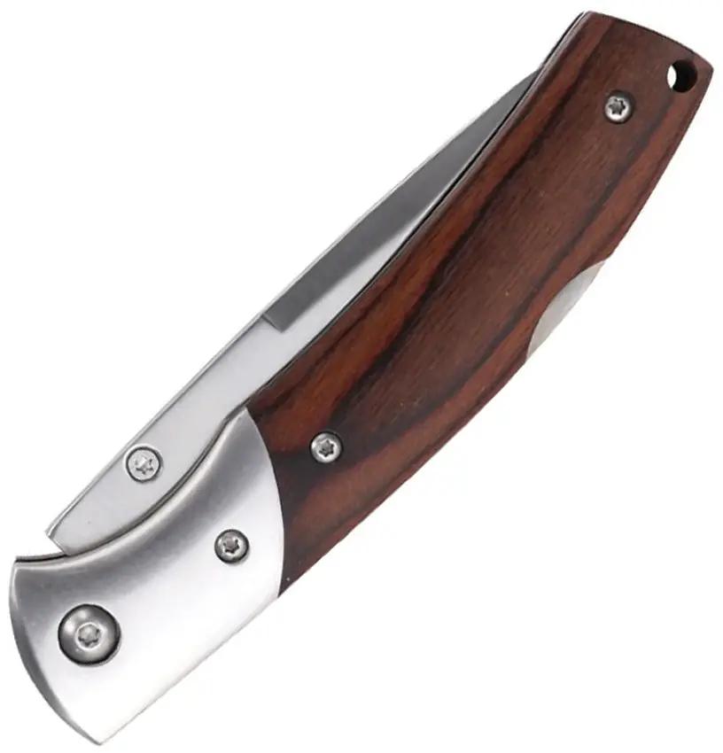 Elk Ridge Lockback Satin ER-2005SN - Satin 3Cr13 Stainless Blade, Brown Wood Handle by Elk Ridge