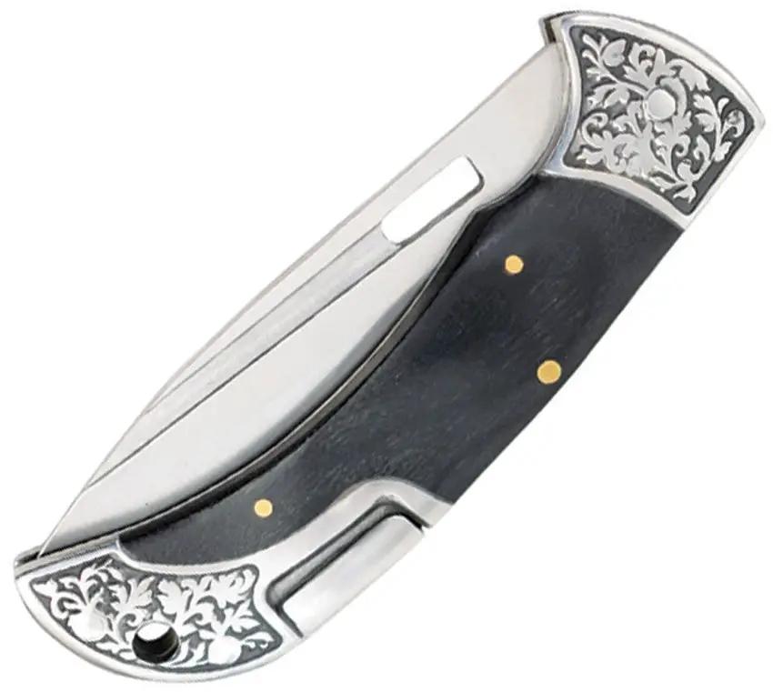 Elk Ridge ER-2028GY Lockback Knife - Gray Wood Handle With Satin Stainless Tanto Blade by Elk Ridge