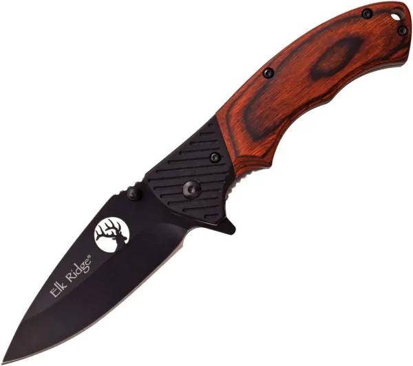 Elk Ridge Linerlock Brown Wood ER-566BPW by Elk Ridge