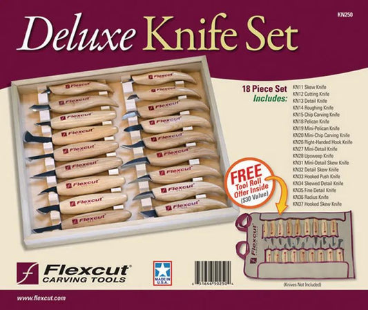 Flexcut Deluxe Knife Set KN250 - Comprehensive Thirteen Knife Wood Carving Kit For Professionals by Flexcut