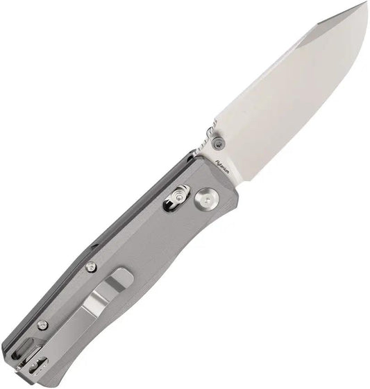 Flytanium BEEF Crossbar Lock Knife - D2 Tool Steel Drop Point Blade Gray G10 Handle by Flytanium