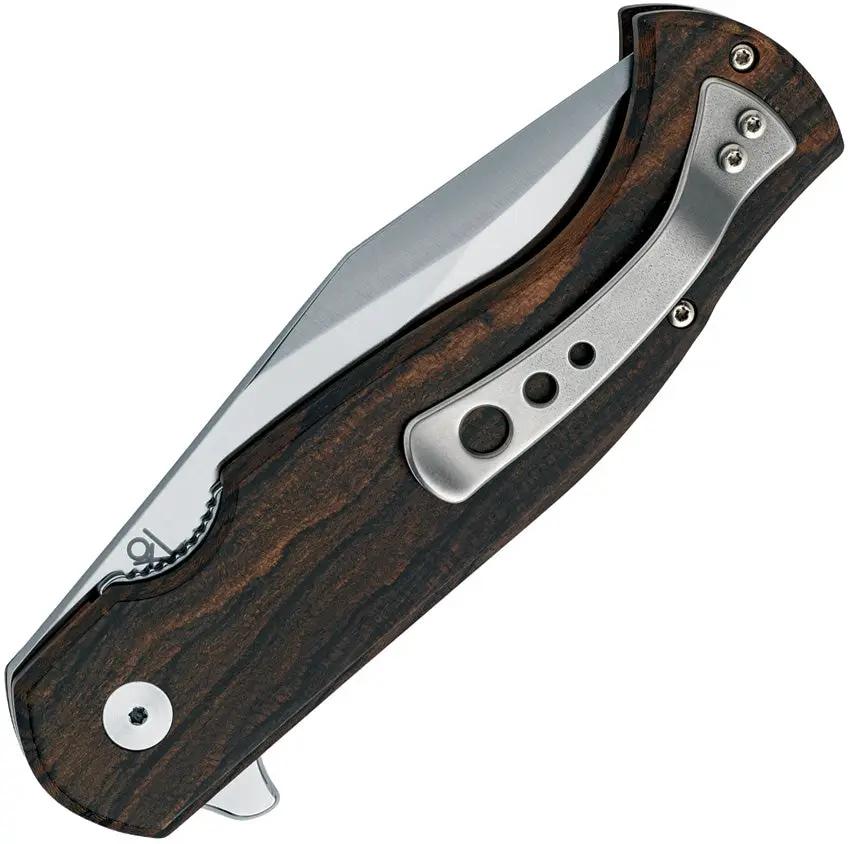 FOX Eastwood Tiger Linerlock - CPM S90V Blade With Zebra Wood Handle And Extended Tang by FOX