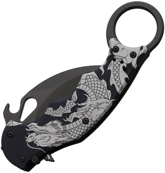 Fox Karambit Linerlock Dragon FX 599 ALB1 - 2.5in Black N690 Blade Dragon Artwork by FOX
