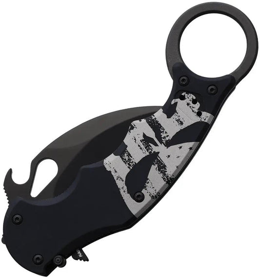 Fox Karambit Linerlock Punisher - 2.5in N690 Black Blade Aluminum Handle With Ring by FOX