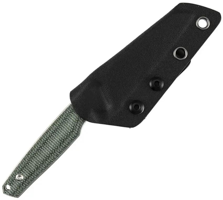 Tenable Knives Parr Fixed Blade Green Canvas Micarta Handle 3.13in Reverse Tanto 14C28N Stainless by Tenable Knives