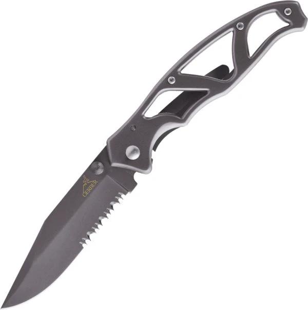 Gerber Paraframe I Folding Knife 4 Inch Framelock With TiN Coated Partial Serration Ambidextrous Thumb Studs For EDC by Gerber