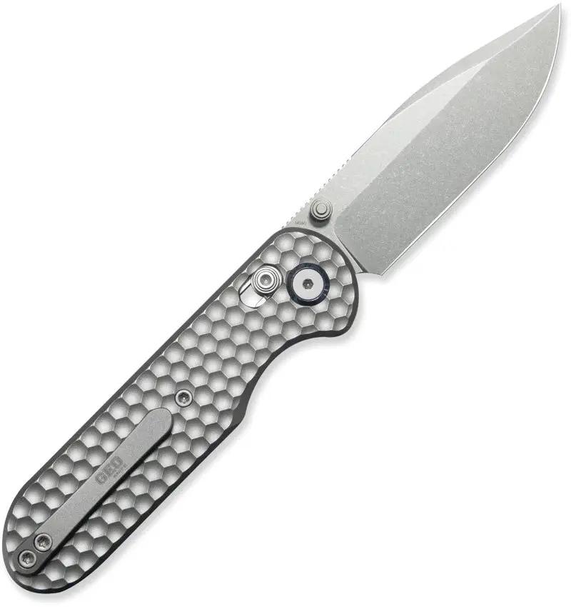 GEO Knife Ethereal Cutter Axis Lock - 3 Inch Bohler M390 Drop Point Blade Gray Textured Titanium Handle by GEO Knife