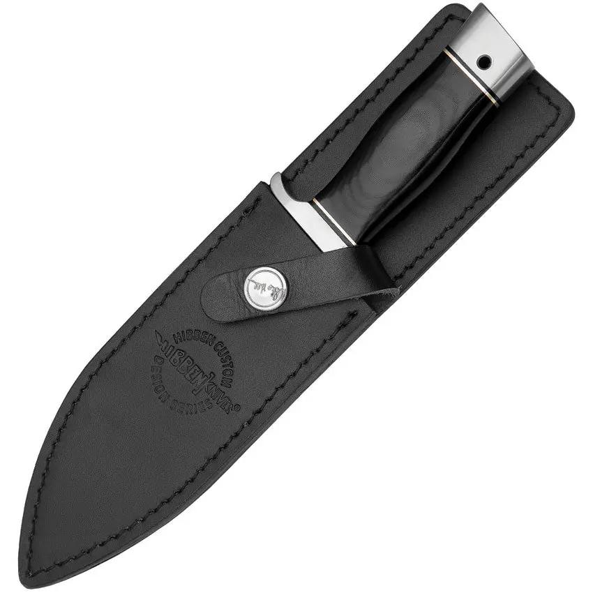 Hibben Alaskan Boot Knife GH5055 8.75in Drop Point 3Cr13 Stainless With Black Linen Micarta Handle Outdoorsmen Sheath by Hibben