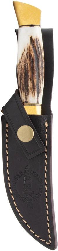 Premium Hibben Whitetail Skinner Knife 4in Stainless Blade Stag Handle Brass Guard for Hunters by Hibben