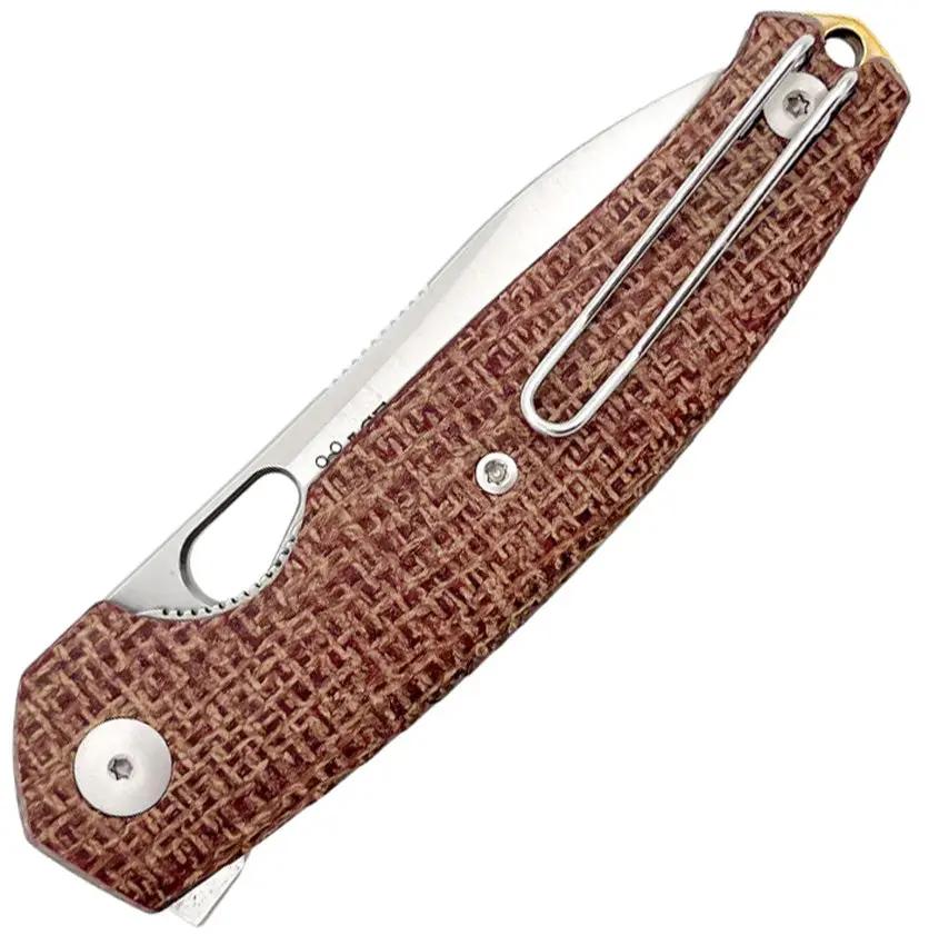 Giant Mouse Ace Jagt Linerlock Burlap Micarta Knife For EDC Enthusiasts Stonewashed Elmax Blade And Pocket Clip by Giant Mouse