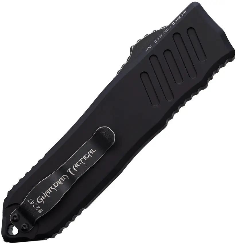 Guardian Tactical Auto Recon 040 OTF - Elmax Spear Point Blade Partially Serrated Black Aluminum Handle by Guardian Tactical