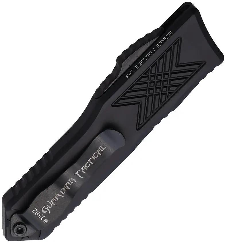Guardian Tactical Auto GTX025 OTF Tanto Knife - Automatic Opening, Elmax Steel 2.5 Inch Black Blade, Glass Breaker by Guardian Tactical