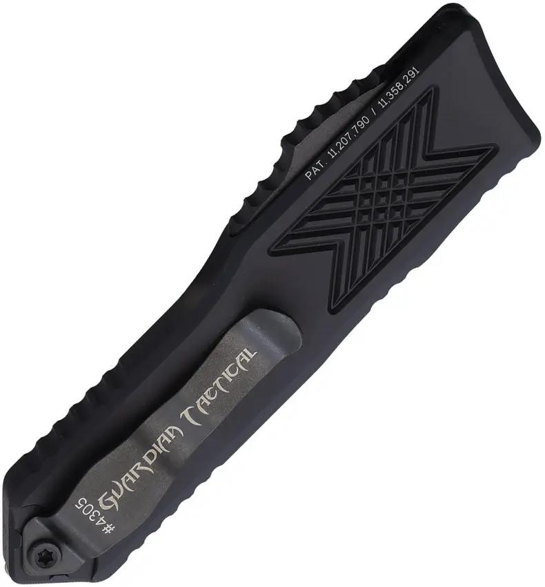 Guardian Tactical Auto GTX025 OTF - Automatic Opening Knife With 2.5 Inch Black Elmax Dagger Blade And Glass Breaker by Guardian Tactical
